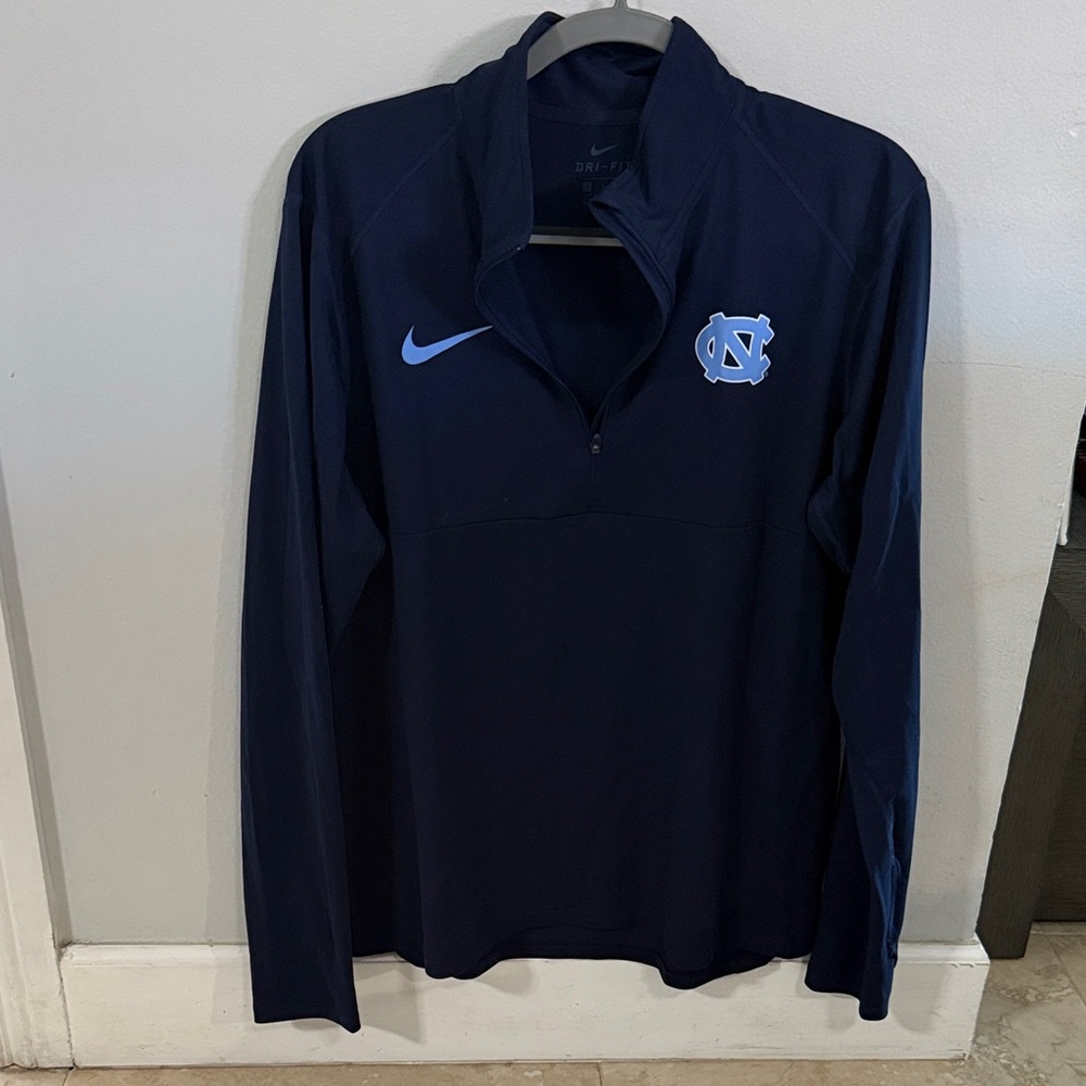 Nike Navy and Light Blue Quarter-Zip UNC Pullover